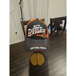 Daytona Beach Bike Week Hat 2023 Biker Ball Cap Brand New Black and Orange